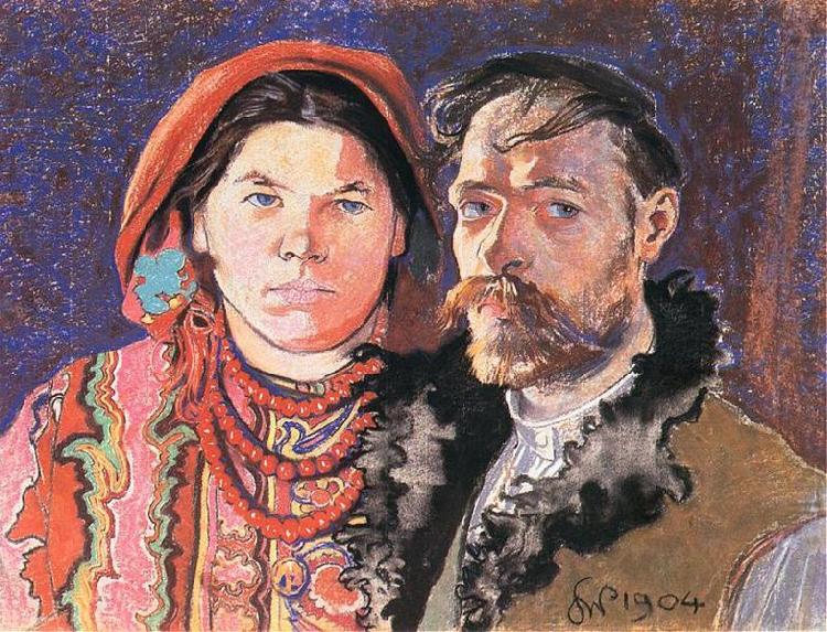 Stanislaw Wyspianski Self Portrait with Wife at the Window, oil painting picture